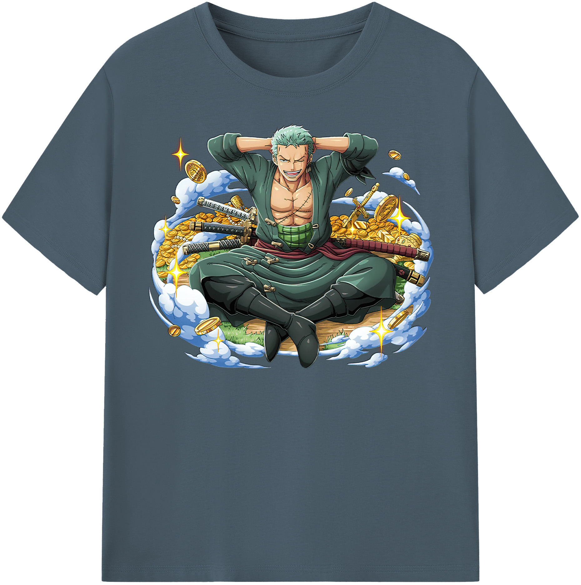 ワンピース ロロノア・ゾロ ONE PIECE Roronoa Zoro 綿100％半袖Tシャツ（フロントプリント）